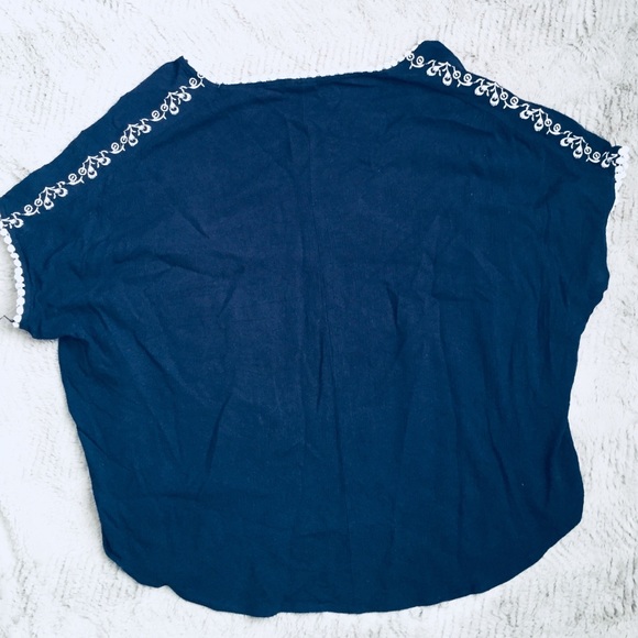 Cato Peasant Navy Embroidered Top - Picture 3 of 4